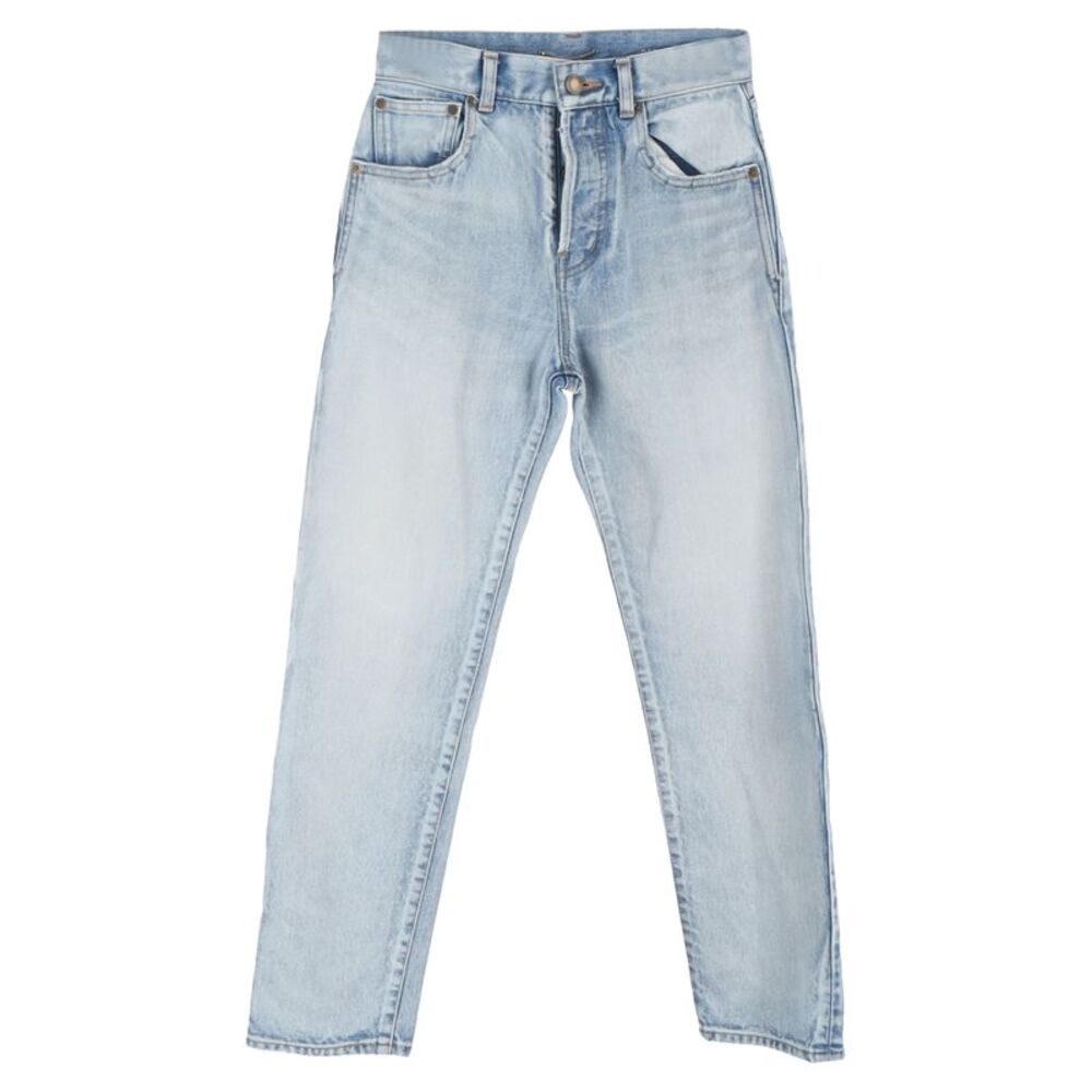Saint Laurent High-Rise Regular Fit Jeans in Blue Cotton Denim
